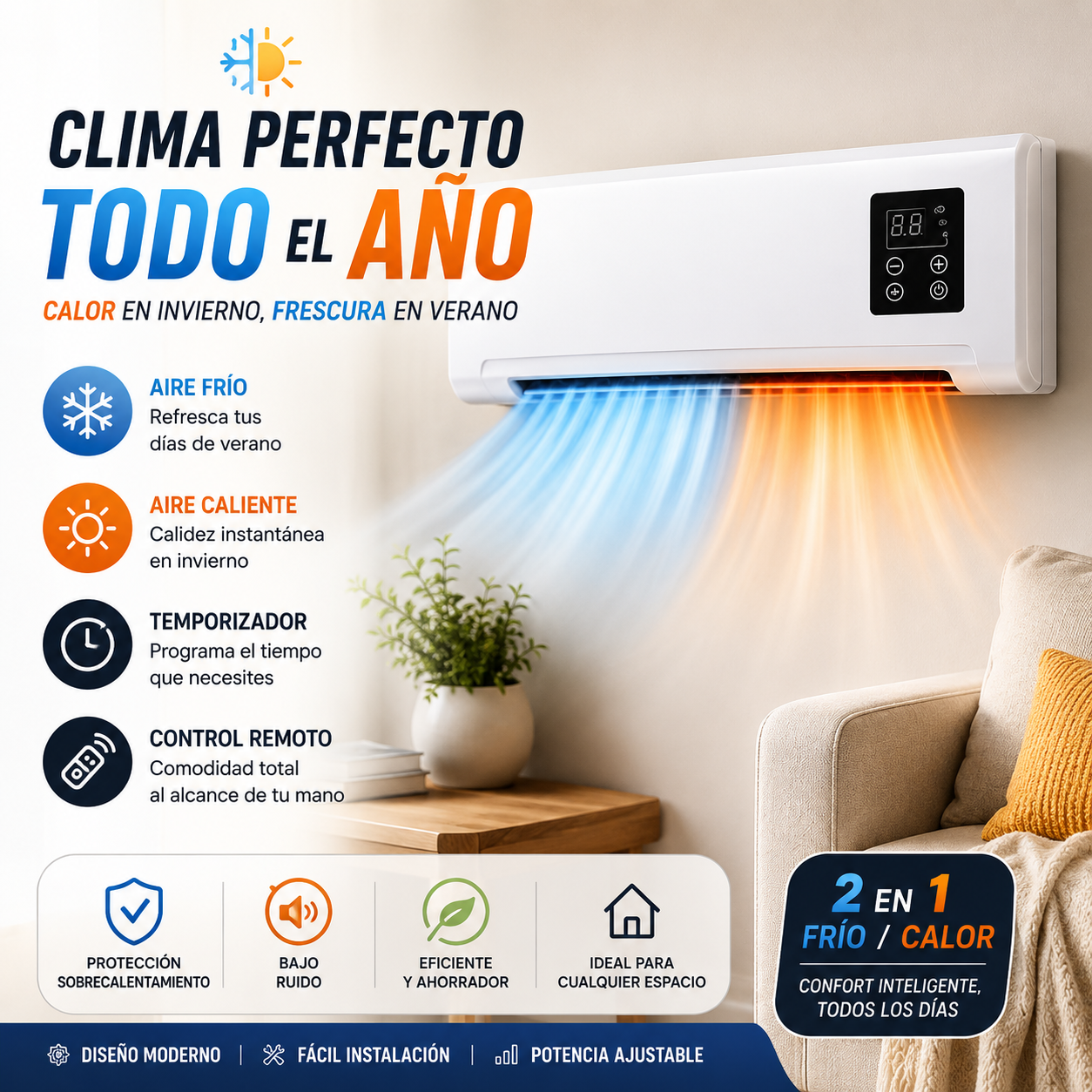 AIRE ACONDICIONADO EFICIENTE 2 EN 1