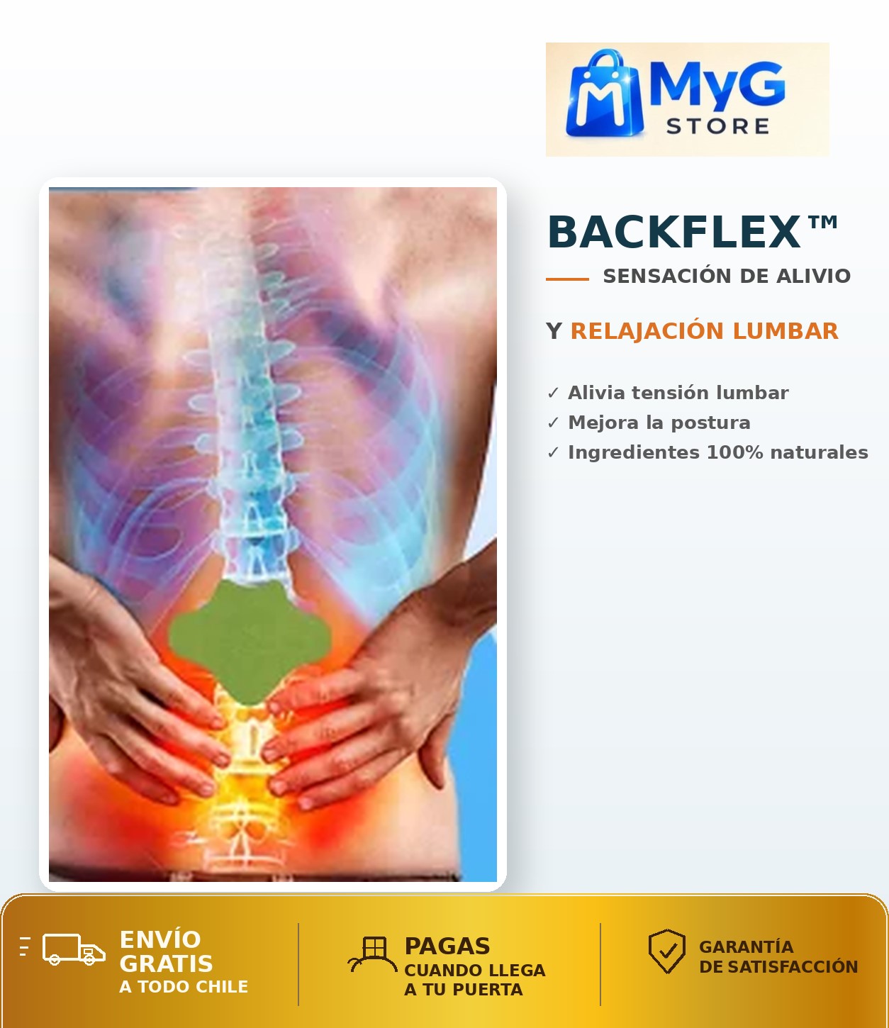 🥇  BACKFLEX™ – SENSACIÓN DE ALIVIO Y RELAJACIÓN LUMBAR